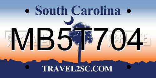 MB5T704 South Carolina License Plate