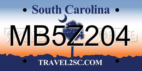 MB5Z204 South Carolina License Plate