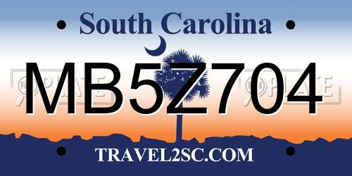 MB5Z704 South Carolina License Plate