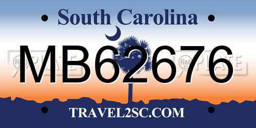 MB62676 South Carolina License Plate
