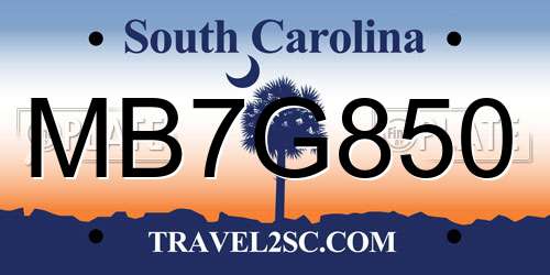 MB7G850 South Carolina License Plate
