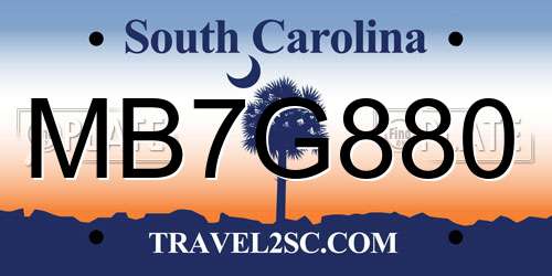 MB7G880 South Carolina License Plate