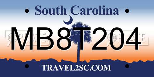 MB8T204 South Carolina License Plate