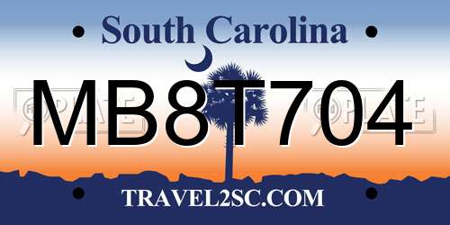 MB8T704 South Carolina License Plate