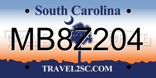 MB8Z204 South Carolina License Plate