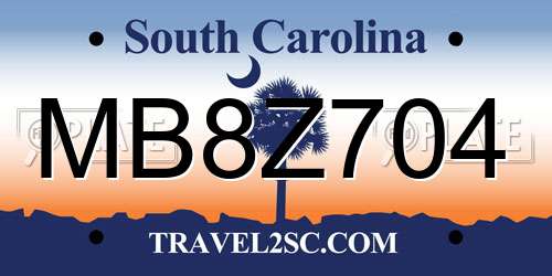 MB8Z704 South Carolina License Plate