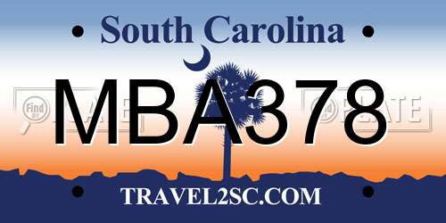 MBA378 South Carolina License Plate