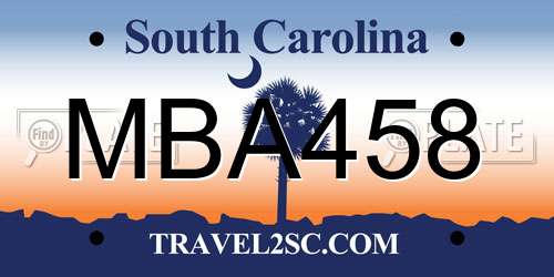 MBA458 South Carolina License Plate