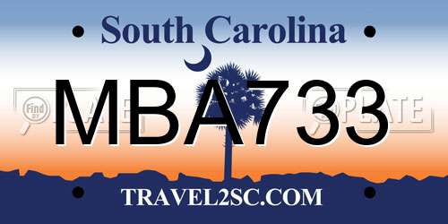 MBA733 South Carolina License Plate