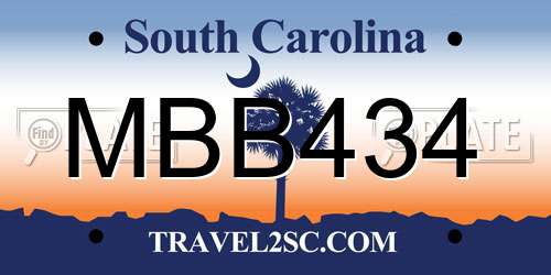MBB434 South Carolina License Plate