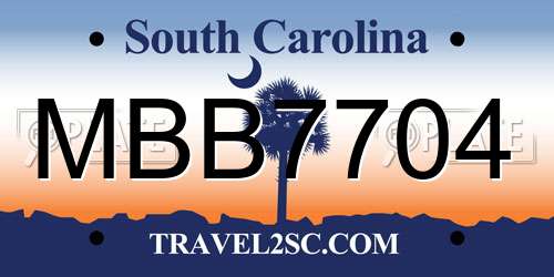 MBB7704 South Carolina License Plate