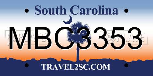 MBC3353 South Carolina License Plate