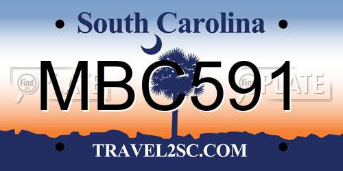 MBC591 South Carolina License Plate