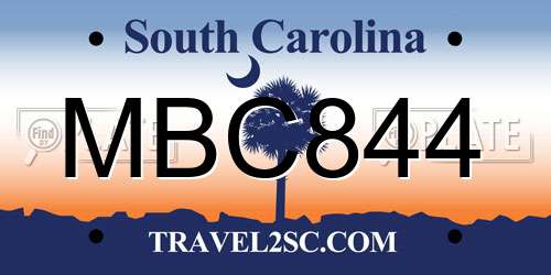 MBC844 South Carolina License Plate