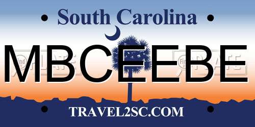 MBCEEBE South Carolina License Plate