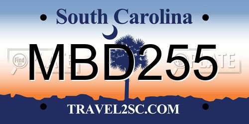 MBD255 South Carolina License Plate