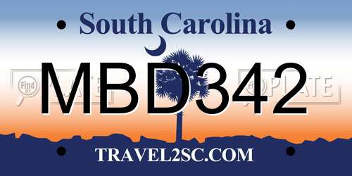 MBD342 South Carolina License Plate
