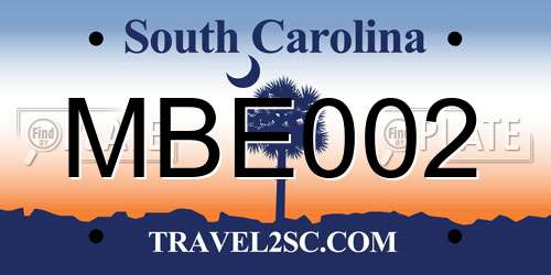 MBE002 South Carolina License Plate