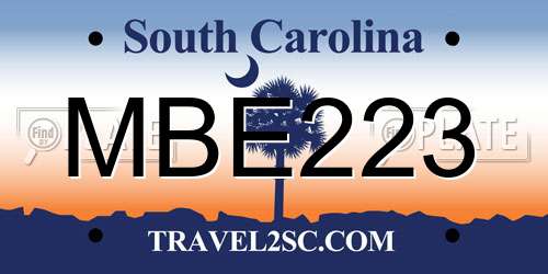 MBE223 South Carolina License Plate