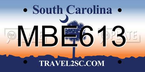 MBE613 South Carolina License Plate