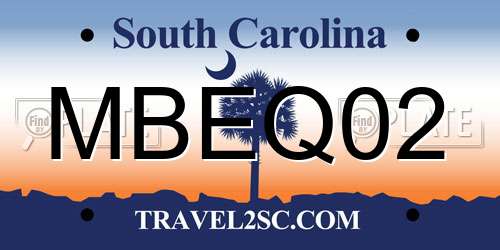 MBEQ02 South Carolina License Plate