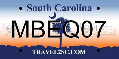 MBEQ07 South Carolina License Plate