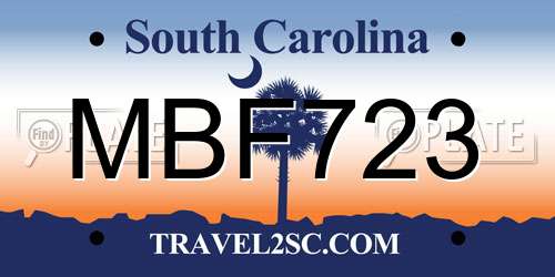 MBF723 South Carolina License Plate