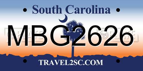 MBG2626 South Carolina License Plate