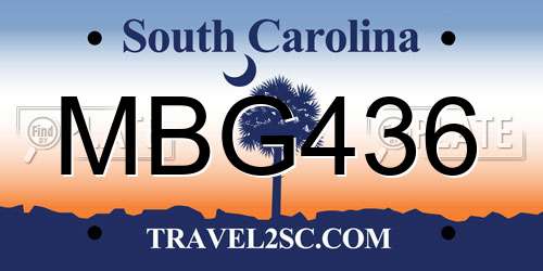 MBG436 South Carolina License Plate