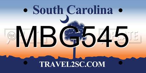 MBG545 South Carolina License Plate