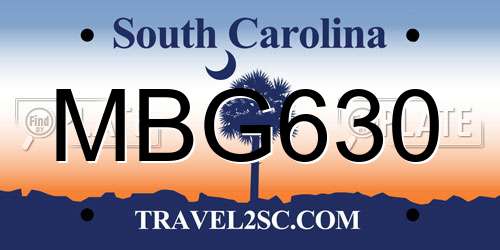 MBG630 South Carolina License Plate