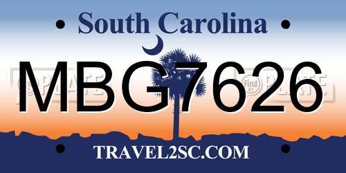 MBG7626 South Carolina License Plate