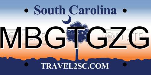 MBGTGZG South Carolina License Plate