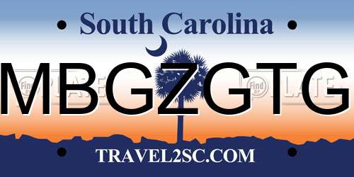 MBGZGTG South Carolina License Plate