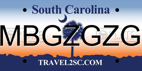 MBGZGZG South Carolina License Plate