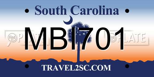 MBI701 South Carolina License Plate