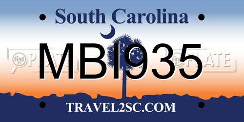MBI935 South Carolina License Plate