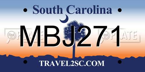 MBJ271 South Carolina License Plate