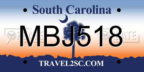 MBJ518 South Carolina License Plate