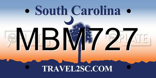MBM727 South Carolina License Plate