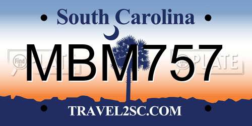 MBM757 South Carolina License Plate