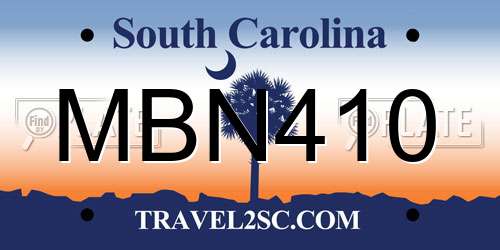 MBN410 South Carolina License Plate