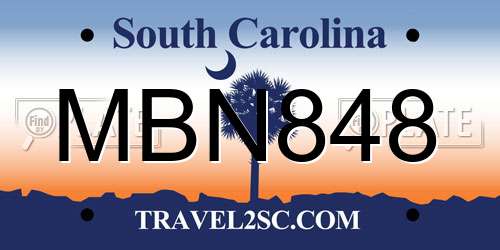 MBN848 South Carolina License Plate