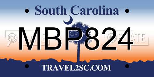 MBP824 South Carolina License Plate