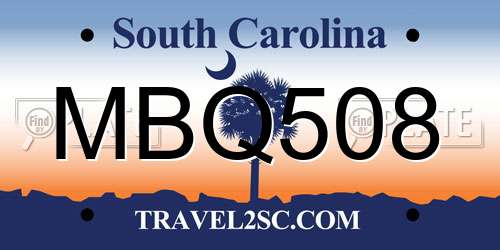 MBQ508 South Carolina License Plate