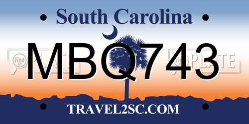 MBQ743 South Carolina License Plate