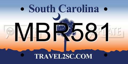 MBR581 South Carolina License Plate