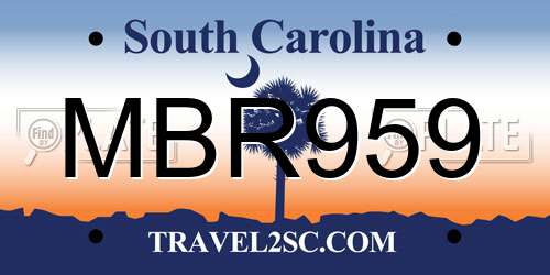MBR959 South Carolina License Plate