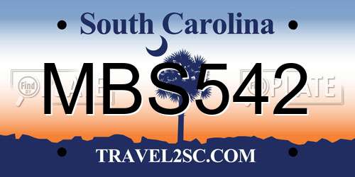 MBS542 South Carolina License Plate