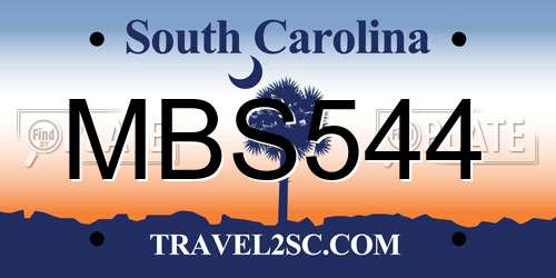 MBS544 South Carolina License Plate